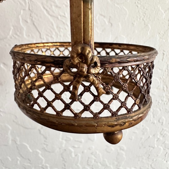 American Vintage Other - Vintage Brass Miniature Brass Basket Gold Victorian Ornate Old World French
